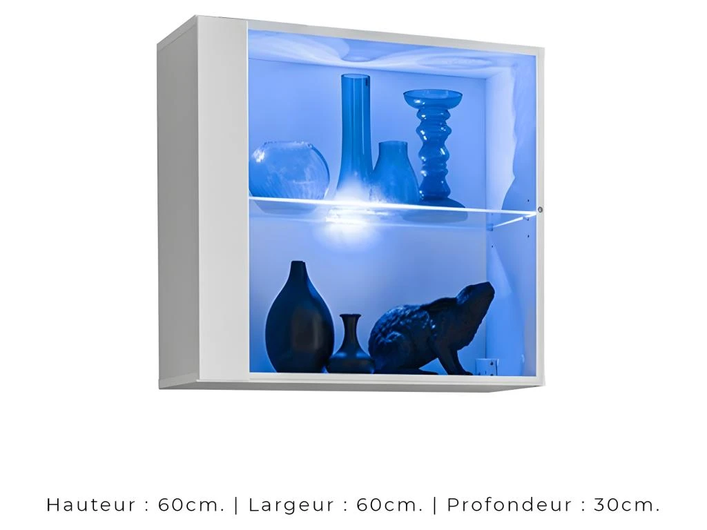 Vitrine Blanche Carrée Suspendue Avec 1 Porte Vitrée Et éclairage LED Inclus. Collection SWITCH. 3 Vitrine Blanche Carrée Suspendue Avec 1 Porte Vitrée Et éclairage LED Inclus. Collection SWITCH. – Image 3