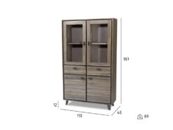 Marla Vitrine Avec 4 Portes Et 2 Tiroirs, En Bois D'acacia Marron/gris. -Deco.fr Soldes Boutique vitrine 22151991