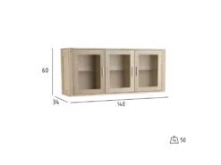 Tolle Vitrine Avec 3 Portes Vitrées, En Chêne Traité Au Savon, à Fixer Au Mur. -Deco.fr Soldes Boutique vitrine 22152251