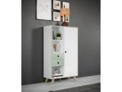 Adelaide Buffet 1 Porte, 2 Tiroirs, 3 Tablettes Blanc,vert. -Deco.fr Soldes Boutique vitrine 22152757